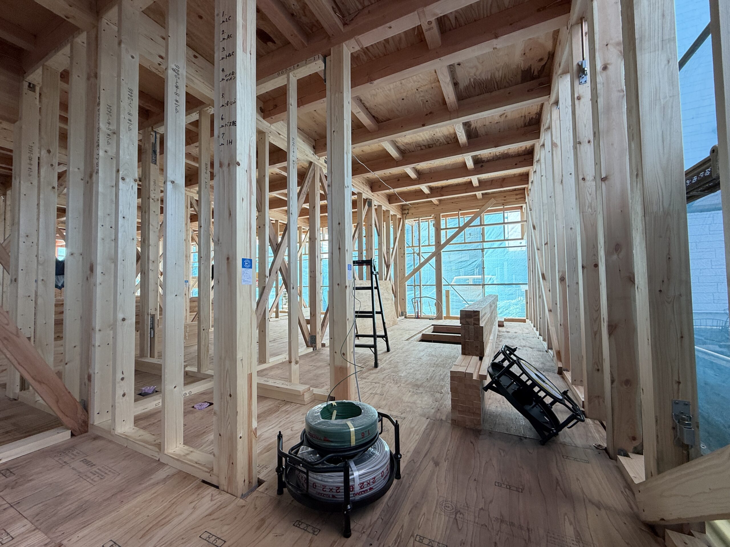 木造住宅の施工中の様子